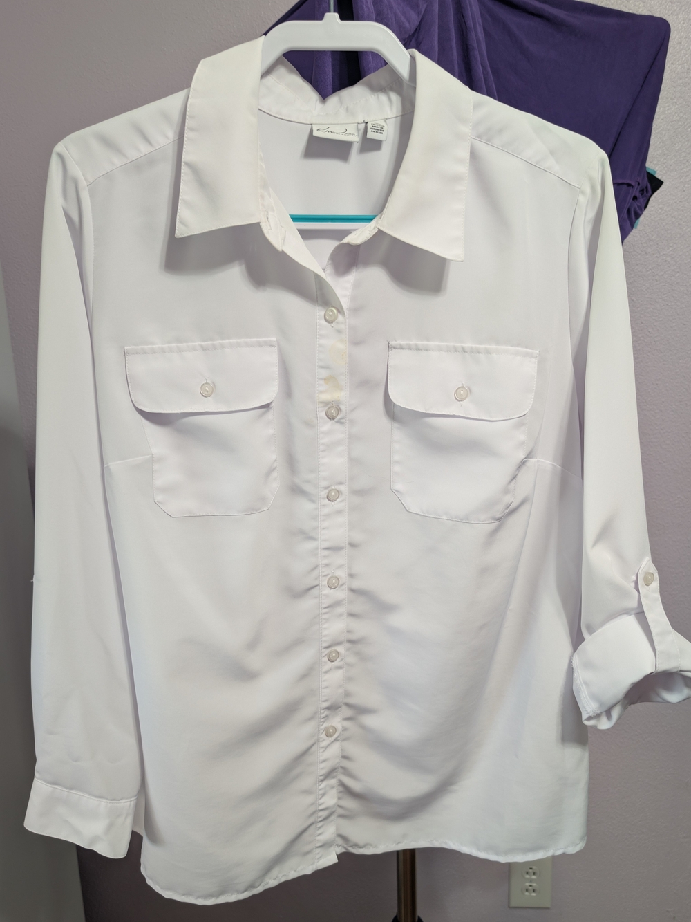 Kim Rogers White Collared Button Shirt